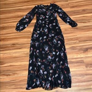 bebe Black Floral Long Sleeve Dress